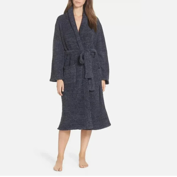 Barefoot Dreams CozyChic Bath Robe Belted #509 Blue Gray Size 2 Oversized Medium - Picture 1 of 12
